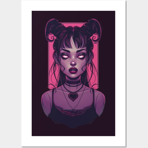 Pink Demon Girl Wall Art by DarkSideRunners